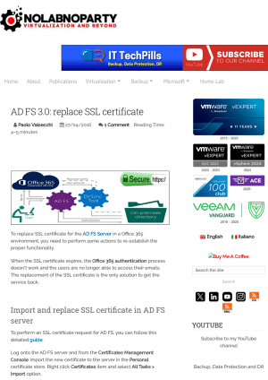 AD FS 3.0  replace SSL certificate &bull; Nolabnoparty