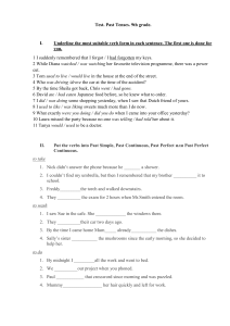 9th Grade Past Tenses Test