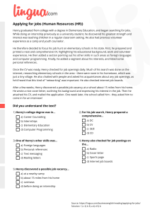 Job Application Reading Comprehension Exercise