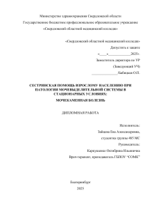 окончательный диплом мочекаменная болезнь Зайцева 1 2 3