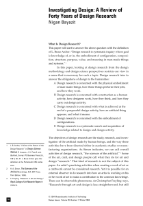 Investigating Design: 40 Years of Design Research Review