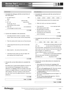 B1 English Review Test 1 Units 1-3