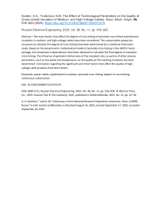 Effect of Technological Parameters on Cable Insulation Quality