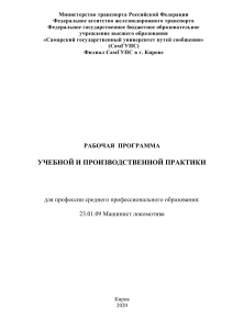 Рабочая программа практики машиниста локомотива (2020)