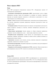 Виды и формы НКО
