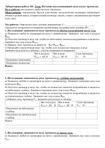 Лабораторная работа №9: Изучение силы Архимеда