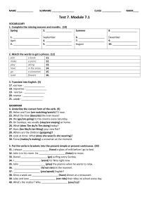 Test 7 Module 7.1 English Vocabulary Grammar Exercises