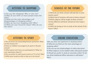 Discussion Prompts: Shopping, Future Schools, Sport, Online Education