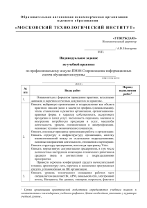 Индивидуальное задание по практике ПМ.04 Сопровождение ИС