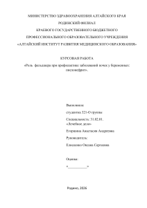 Роль фельдшера в профилактике пиелонефрита у беременных