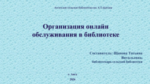 Организация онлайн-обслуживания в библиотеке: руководство для сельских библиотек