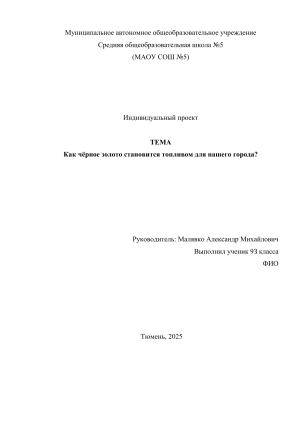 Как чёрное золото становится топливом для города? &mdash; Индивидуальный проект