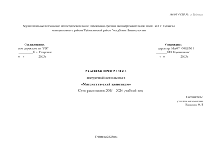 Рабочая программа &laquo;Математический практикум&raquo; 11 класс 2025-2026