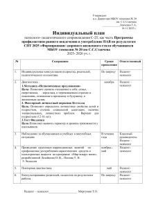 Индивидуальный план психолого-педагогического сопровождения С-25