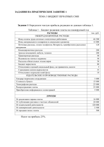 Задания на практическое занятие 1 тема 3 экономика