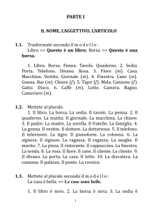 Esercizi di Grammatica Italiana: Nomi, Aggettivi, Articoli