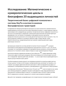 Исследование нумерологических циклов в биографиях 20 личностей
