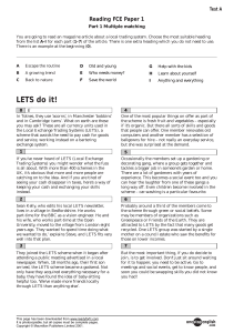 FCE Reading Test A: Multiple Matching on LETS