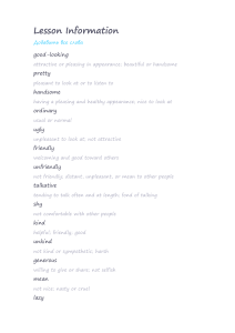 Lesson Information: Vocabulary List