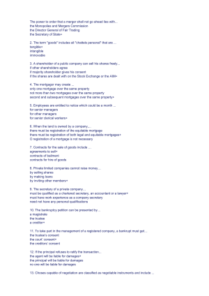 Business Law Multiple Choice Questions