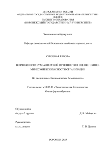 Бухгалтерская отчетность в оценке экономической безопасности