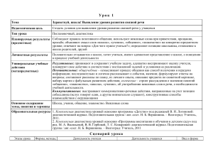 Урок 1: Здравствуй, школа! Оценка развития речи