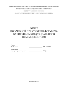 Отчет по учебной практике: формирование навыков социального взаимодействия