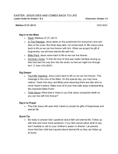 Easter Lesson Plan: Jesus Dies and Rises