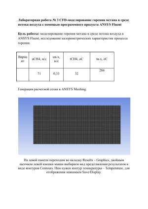 Лабораторная работа №3: CFD-моделирование горения метана в ANSYS Fluent