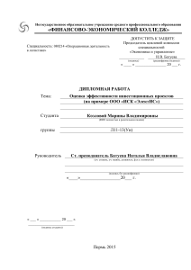 Оценка эффективности инвестиционных проектов