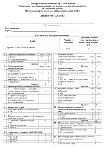 Оценка риска семьи: форма для социальных работников