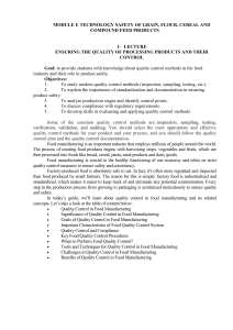 Technology Safety of Grain & Food Processing: Quality Control Lecture