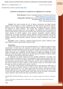 Logistics and Digital Payments in Uzbekistan's E-Trade