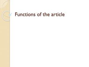 Functions of the Article in English Grammar