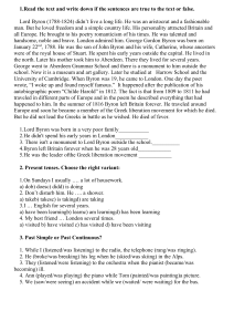 Lord Byron English Grammar Worksheet