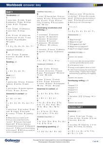 Macmillan Gateway 2 Workbook Answer Key Unit 1