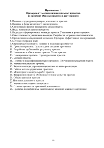 Тематика индивидуальных проектов по основам проектной деятельности