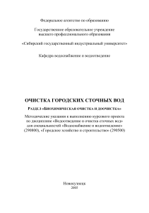 Методические указания по очистке городских сточных вод: биохимическая очистка и доочистка