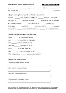 Simple Past Test &ndash; English Grammar Exercises Worksheet