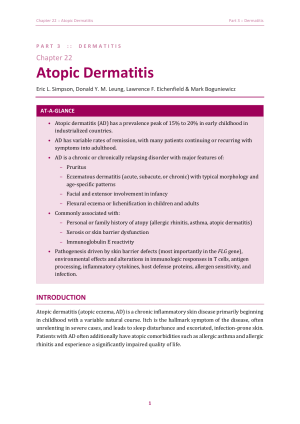Atopic Dermatitis: Diagnosis, Clinical Features &amp; Pathogenesis