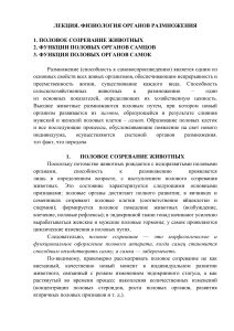 Лекция: Физиология органов размножения сельскохозяйственных животных