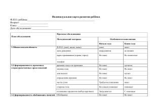 Индивидуальная карта развития ребёнка: протокол обследования